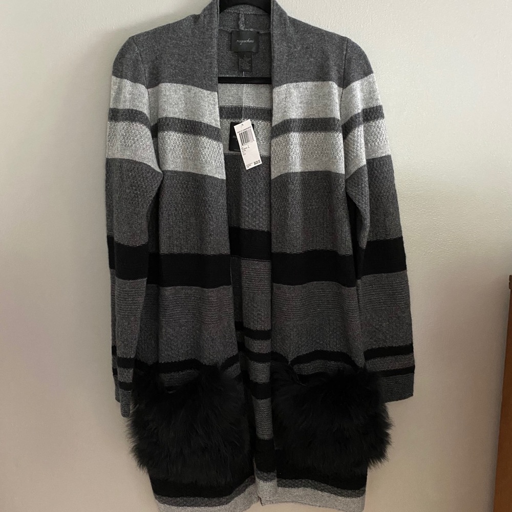 Magaschoni Striped Fur Cardigan